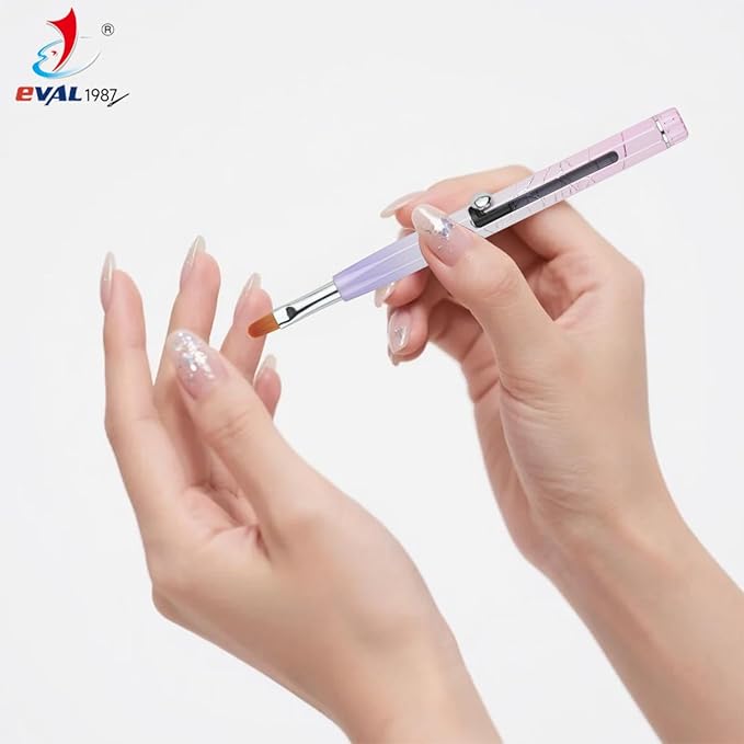 Nail Art Brushes Set, YIHUALE Push Contact Builder Nail Extension Gel Brush, Gel Polish Art Design Pen Painting Tools, Nail Art Liner Brush and Dotting Pen for Salon, DIY (Pink+purple, 2+3PCS)
