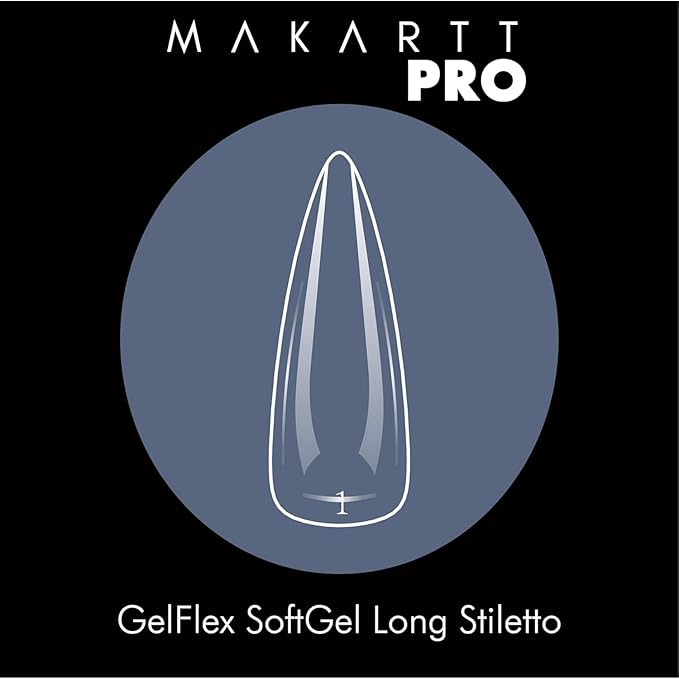 MakarttPro GleFlex Professional Soft Gel Tips (500pcs) for Technicians, Artists and Enthusiasts – Clear Long Stiletto Shape, Lightweight and Durable Design