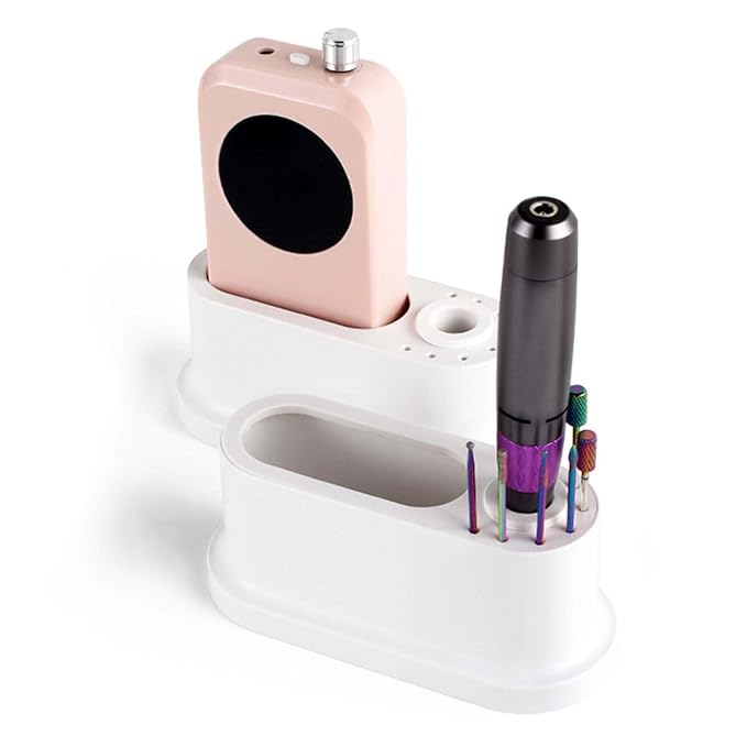 Nail Drill Holder and Grinding Bit Storage Box | 8-Bit Organizer for Nail Drill Machine | ABS Desktop Storage Case for Home & Salon Use