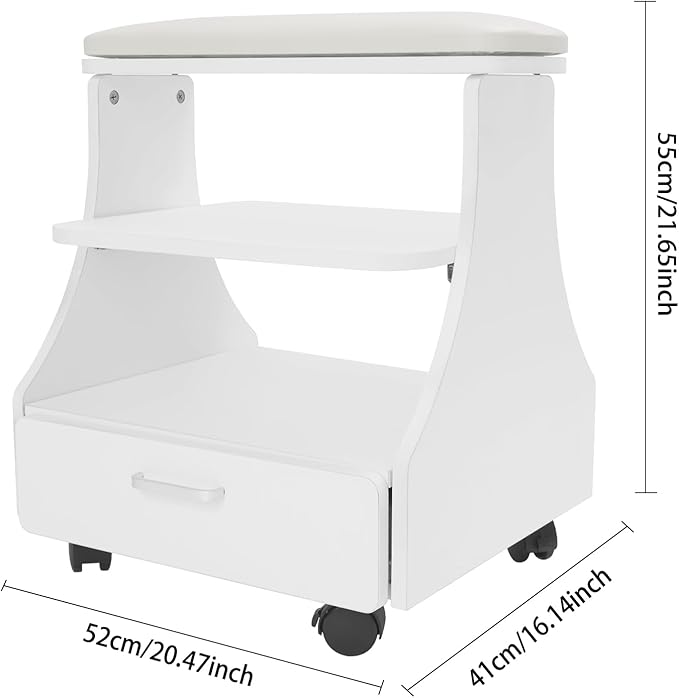 Pedicure Foot Rest, Manicure Foot Rest w/Wheels, Upgrade Widen Footrest Pedicure Foot Stool Stand, Portable Foot Bath Spa Cart Foot Massage Station Footrest, Home Beauty Salon Nail Foot Trolley Cart