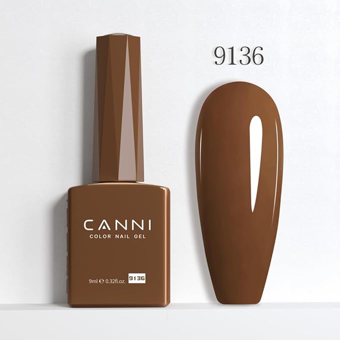 CANNI Brown Fall Gel Nail Polish, 1Pcs Chocolate Brown Gel Polish Fall Winter Color High Gloss Soak Off U V Nail Manicure Salon DIY