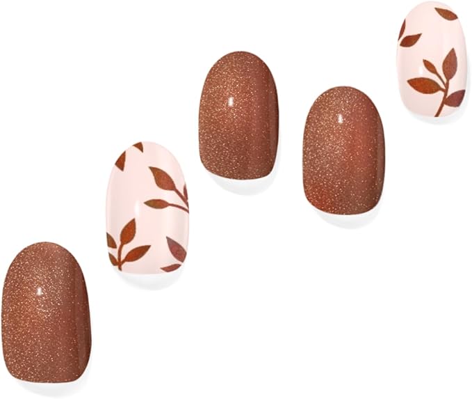 Semi Cured Gel Nail Strips with 30 Pieces - Salon Quality Manicure Kit for Women Easy Application Wraps Includes Prep Pads Nail File Wooden Stick, UV Light Required (Floral Flicker)