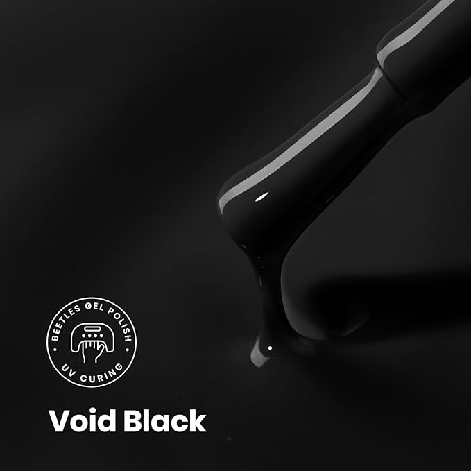 Beetles Black Gel Polish - VoidBlack 15ML/0.51Fl Oz, Black Gel Nail Polish, Same Color Same Bottle STAY SHINING, Soak Off UV LED Lamp Classic Nails Art, Manicure Salon DIY Home Nails