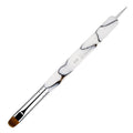 French Manicure Brush, Esclane 2 Way French Nail Brush with Dotting Tool for Manicure Cuticle Clean Up Nail Art Design, French Tip Brush (White, #16)