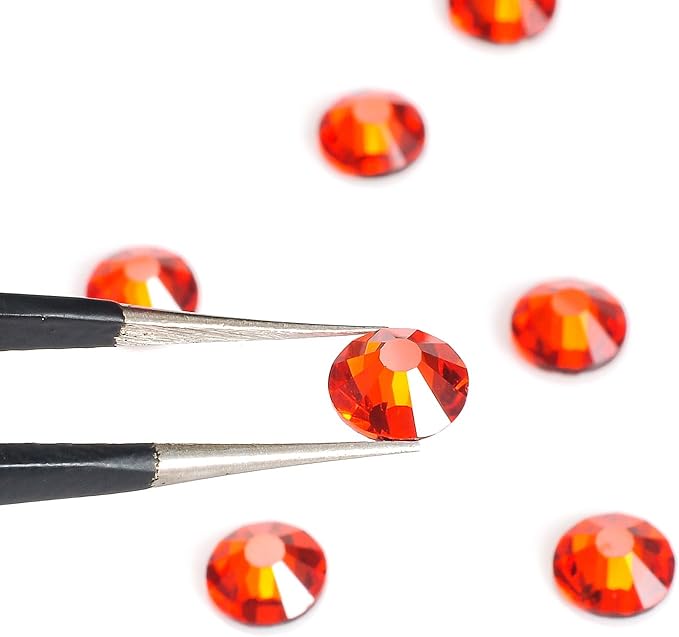 288pcs Flat Back Rhinestones Glitter Round Crystal Gems Glass Rhinestones for Crafts Nail Art Clothes Shoes DIY Decorations, Orange, SS30, 6.3-6.5mm