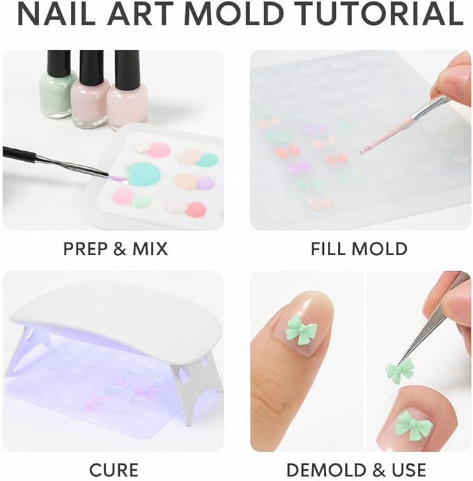 1 Pcs Bow Silicone Nail Art Molds for Women Resin Nail Design