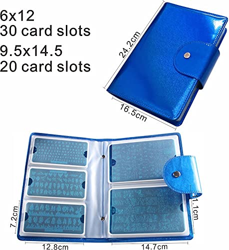 50 Slots Image Stamper Plate Collection Nail Art Stamp Plate Stamping Plates Cases Stamp Nail Template Organzier for 6.0x12.0cm and 9.5X14.5CM Nail Art Plates(Dark Blue)