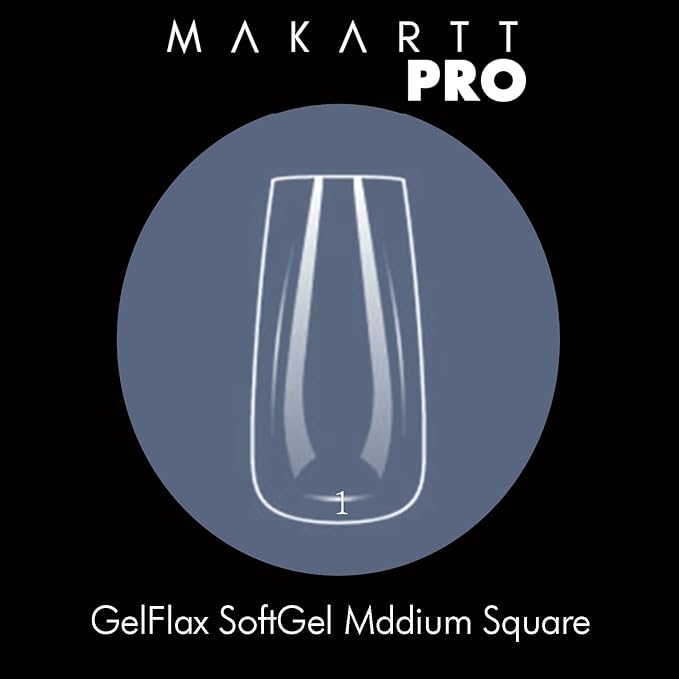 MakarttPro GelFlex Professional Soft Gel Tips (500pcs) for Technicians, Artists and Enthusiasts – Clear Medium Square Shape, Lightweight and Durable Design