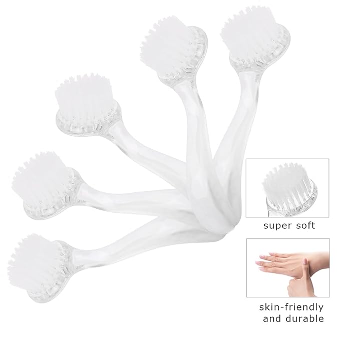 Soft Nail Brush, 5 PCS Nail Dust Brush, Nail Brush for Cleaning Fingernails, Fine Handle Grip Fingernail Brush Manicure Brush with Cover, Nails Tool for Toe and Fingernail