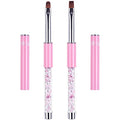 2Pcs Oval & Flat UV Builder Gel Nail Brush Set Rhinestone Handle Polygel Hard Gel Nail Art Brushes Pink