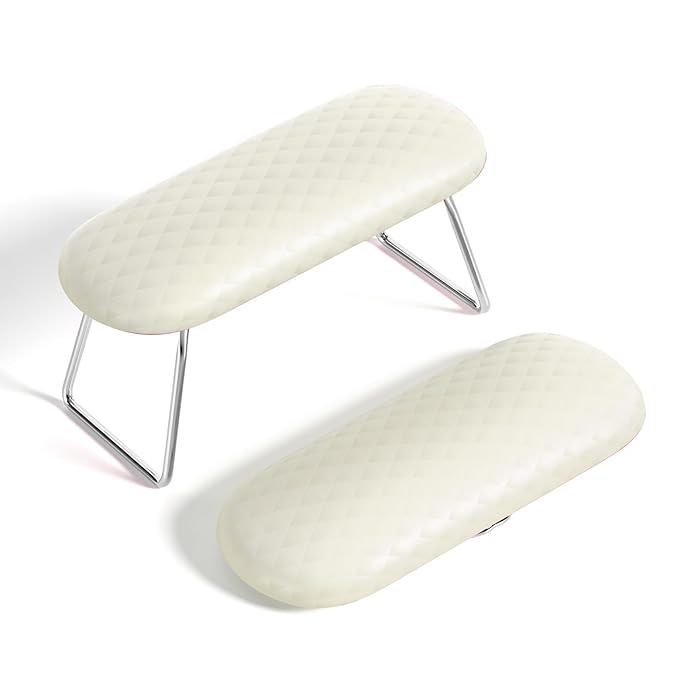 AORAEM Nail Arm Rest Cushion, Nail Hand Cushion Microfiber Leather Manicure Hand Pillow Stand Professional Nail Rest Table Desk Station for Nails Art DIY Use (Creamy White)