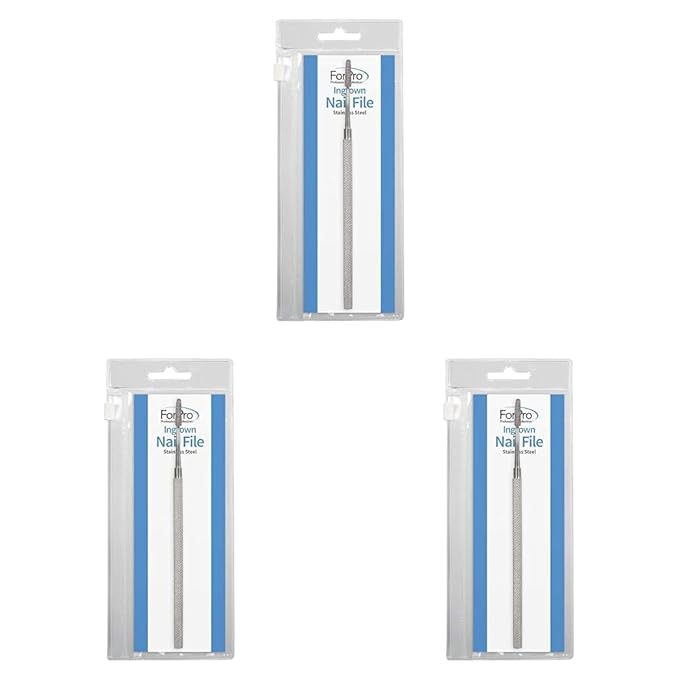 ForPro Professional Collection Ingrown Nail File, Stainless Steel, Ingrown Toenail Tool with Angled End (Pack of 3)