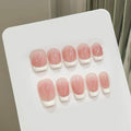 Short Square Press on Nails - Handmade Manicure Art Reusable False Nails 10pcs with Solid Nail Glue, Nail Adhesive Tabs, Strong Nail Glue (303-Medium)