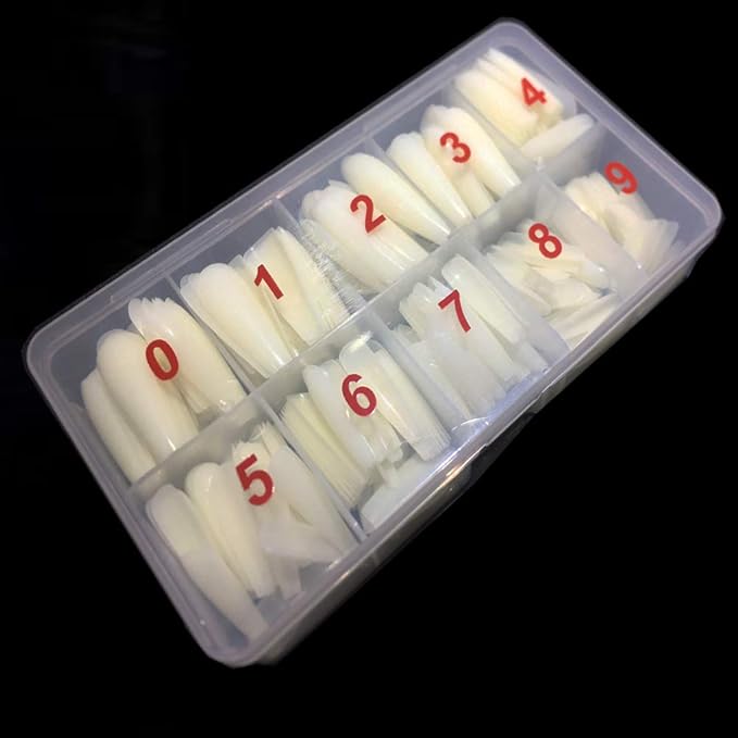 600pcs Long Coffin Fake Nails - Full Cover Natural Ballerina False Nail Acrylic Nail Tips with Case, Artificial Nails10 Sizes for Nail Salons and DIY Manicure