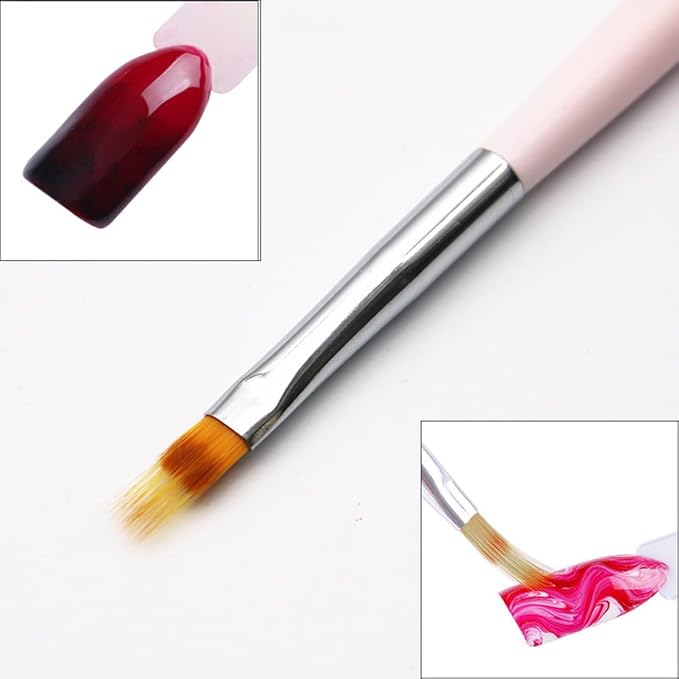 1Pc Nails Art Brush Pattern Phototherapy Acrylic UV Gel Extension Builder Gradual Color Blooming Nail Drawing Pen Soft Gradient Pink Red Black Drawing Painting Ombre Nails Art Pen