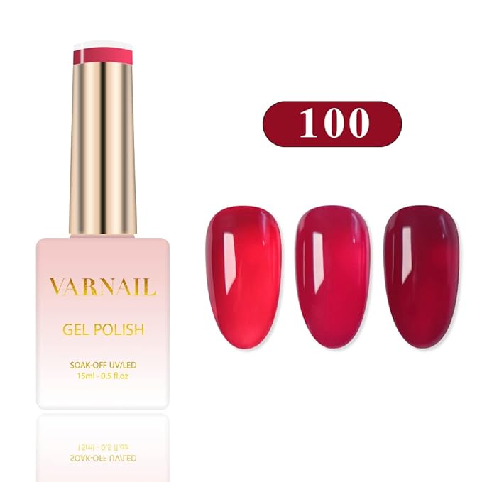 VARNAILDried Rose Jelly Gel Nail Polish Kit 6 Colors 15 ml, Translucent Rose Sheer Gel Polish, Salon Quality Soak off UV Light Gel Nail Polish Set