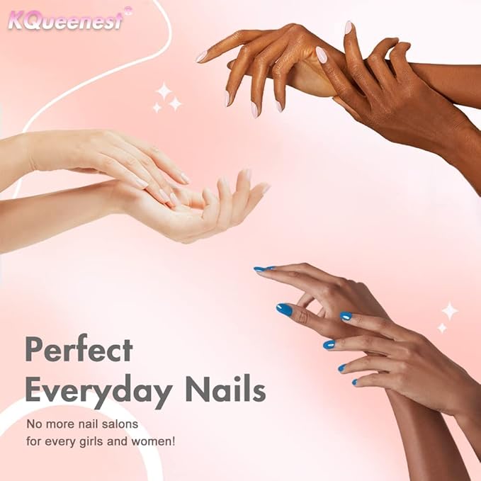 KQueenest Light Gray Press on Nails Long Medium Square, Nude Brown Fake Nails Medium Coffin, Glossy Sheer Color Acrylic Nails Press ons, Reusable Soft Gel Glue on Nails for Women DIY Manicure