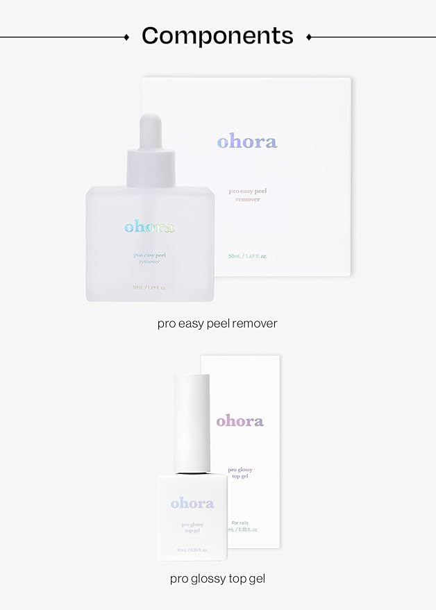 ohora Bundle Set (Nail Essential Duo) - Easy Peel Remover & Top Gel Value Care Combo, Use with Any Semi Cured Gel Nail Strip, Easy to Use, Gentle Formula