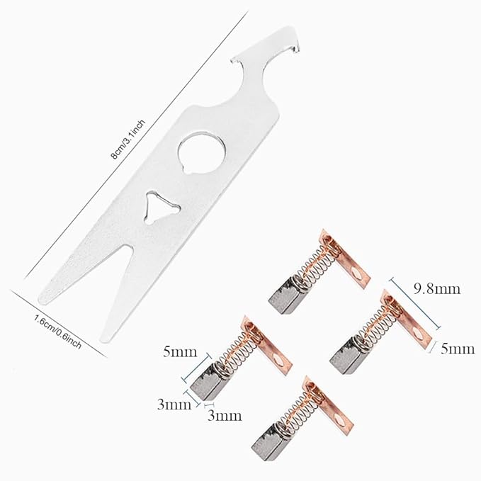 2 Pairs Nail Drill Carbon Brush, Nail Drill Machine Wrench, Alloy Nail Drill Handpiece Accessory, Manicure Polishing Machine Replacement Part