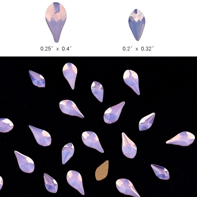 50pcs Flatback Pink Opal Nail Flame Shape Gem 480pcs Round Rhinestones Mix Size 3d Nail Art Supply