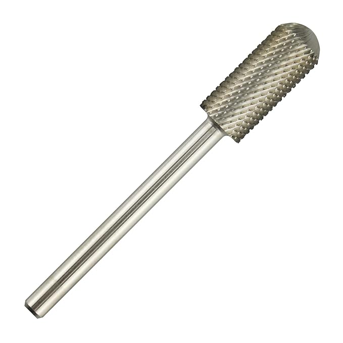 C & I Small Barrel Rounded Top Nail Drill Bit with Teeth on the Top, Professional Electric File for Manicure Drill Machine, Remove Nail Gels 3/32” (Middle -M)