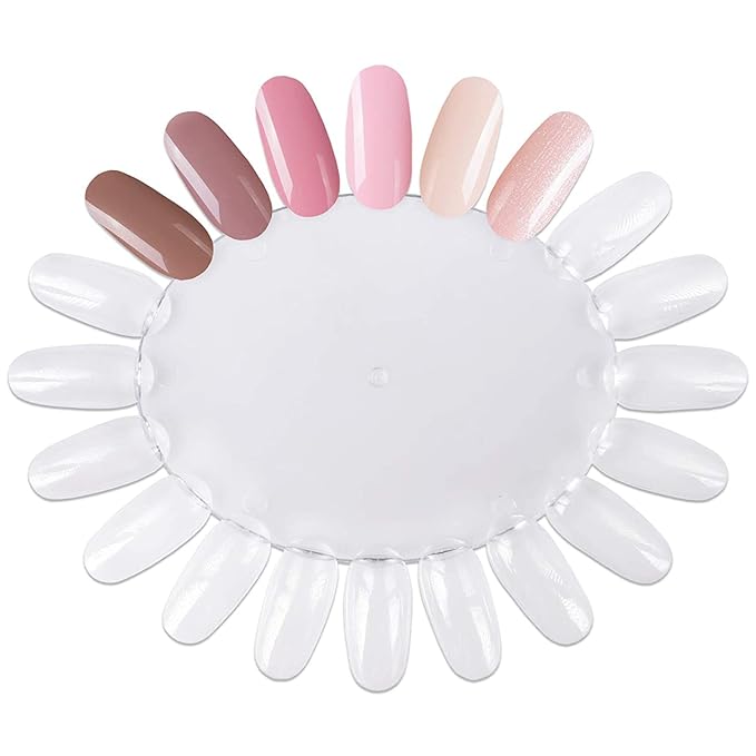 20Pcs False Nail Swatches Wheels Nail Wheel Art Plastic Nail Polish Display Wheel for Manicure Swatches for Nail Polish Color Show Nail (Clear 20 Tips)