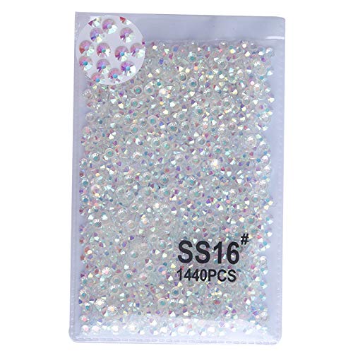 PrettyG 2880pcs SS16 Nail Crystals Bare AB Nail Art Sparkly Round Flatback Rhinestones, Non-Self-Adhesive Bab-S16