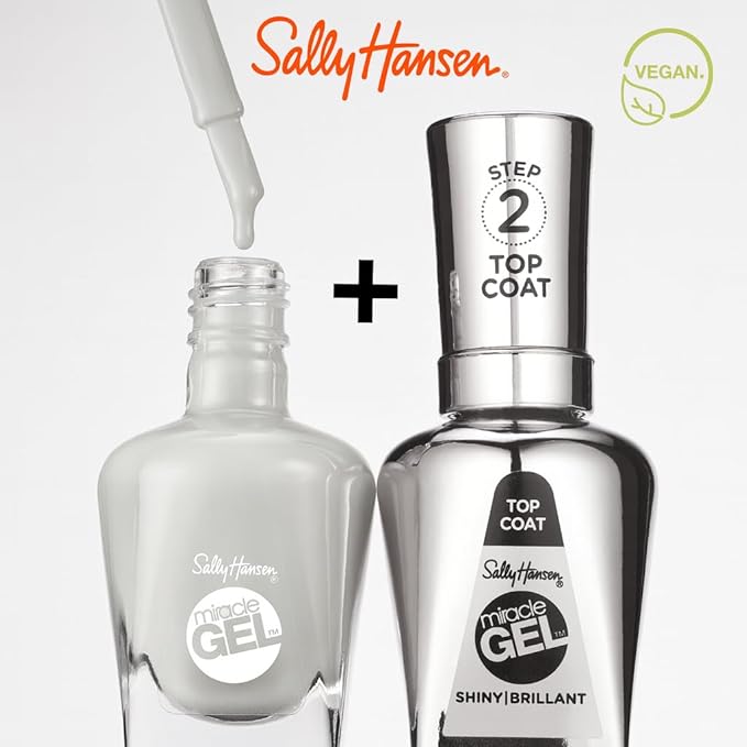 Sally Hansen Miracle Gel Keith Haring Salon Quality Nail Polish | Gel-Like Formula, Two-Step System, No UV Light Needed, Long Lasting | Opaque, Glossy | 918 Blanc Canvas | White Nail Polish
