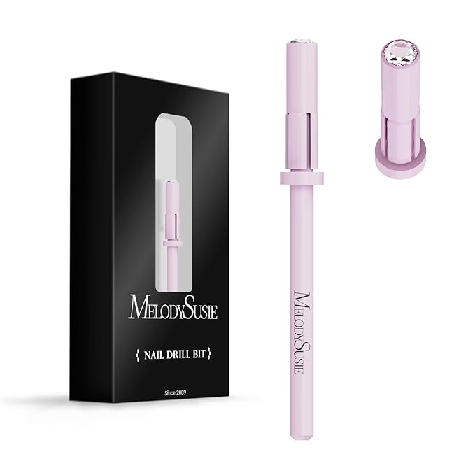 MelodySusie Small Crystal Top 3.1mm Mandrel Bit for Nails, 3/32'' Easy Off Nail Drill Bits for Sanding Bands, Suitable for Acrylic Nails Gel Manicures and Pedicures, Rose Pink