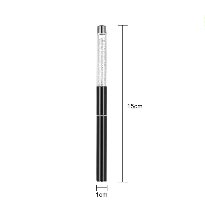 LWBTOSEE 2PCS Nail Ombre Brush Set - Gradient Color Nail Art Painting Pen with Rhinestone Crystal and Acrylic Drawing Pen for UV Gel Polish