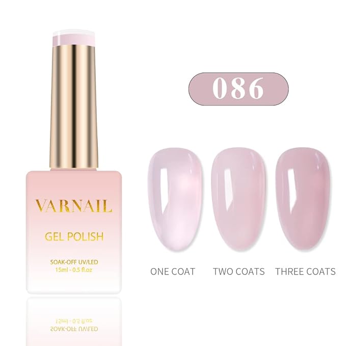 VARNAIL Misty Garden Jelly Gel Nail Polish Kit 6 Colors 15 ml, Translucent Sheer Gel Polish, Salon Quality Soak off UV Light Gel Nail Polish Set