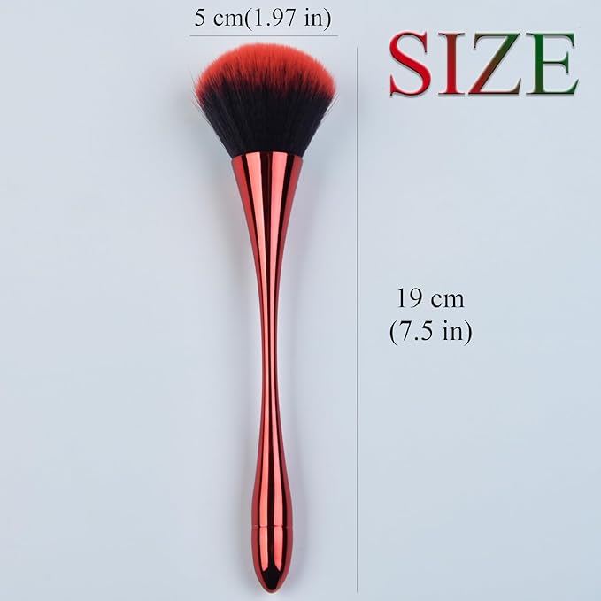 Nail Dust Brush, Red Soft Duster Brush Nail Art Dust Powder Remover Makeup Manicure Brushes Clean Up Tools for Acrylic Nails
