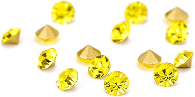 1440pcs Rhinestones Round Point Back Crystal Gem Glass Diamante Rhinestones Nail Art Decoration Jewelry Finding Beads Craft Gems (Yellow, 3mm)
