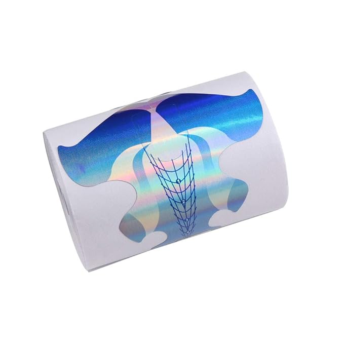Tvoip 100Pcs/Pack Nail Forms Extension Tips Guide Extension French DIY Tool Fish Acrylic UV Gel Nail Art Tools Builder Sticker Sculpting (Blue)