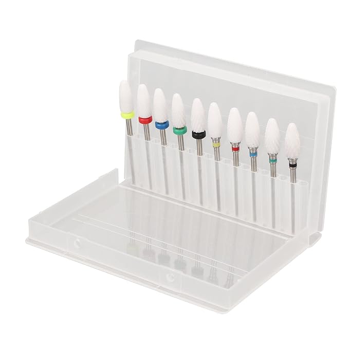 10 pcs Ceramic Nail Drill Bits Set, Electric Nail Files, Cuticle Polishing Bits for Acrylic Gel Nails, for Manicure and Pedicure for Nail Grinding