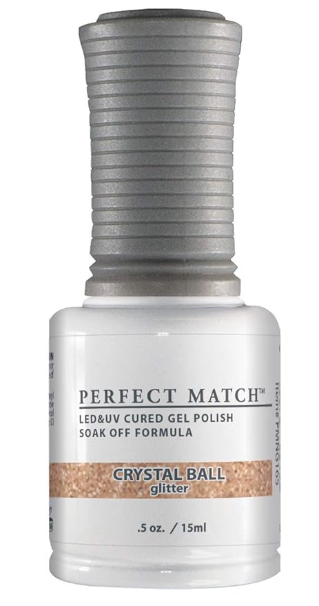 LeChat Perfect Match Gel Polish, Crystal Ball, Rose Gold with Glitter Finish, Easy Application, Soak Off Formula, 0.5 Fl Oz
