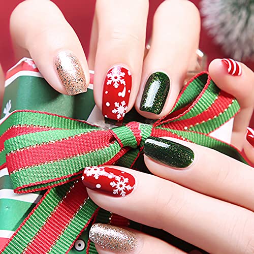 CANNI 6Pcs 9ml Gel Nail Polish Set- Pink Blue Red Deep Emerald Green Light Blue Gel Polish Kit Colors DIY at Home Salon Christmas New Year's Gifts for Girls
