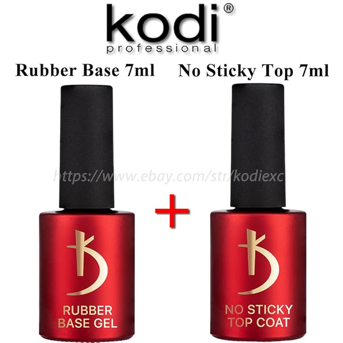 kodi professional Rubber Base Gel 7ml and No Sticky Top Coat 7ml Set Long Lasting Gel Nail Kit