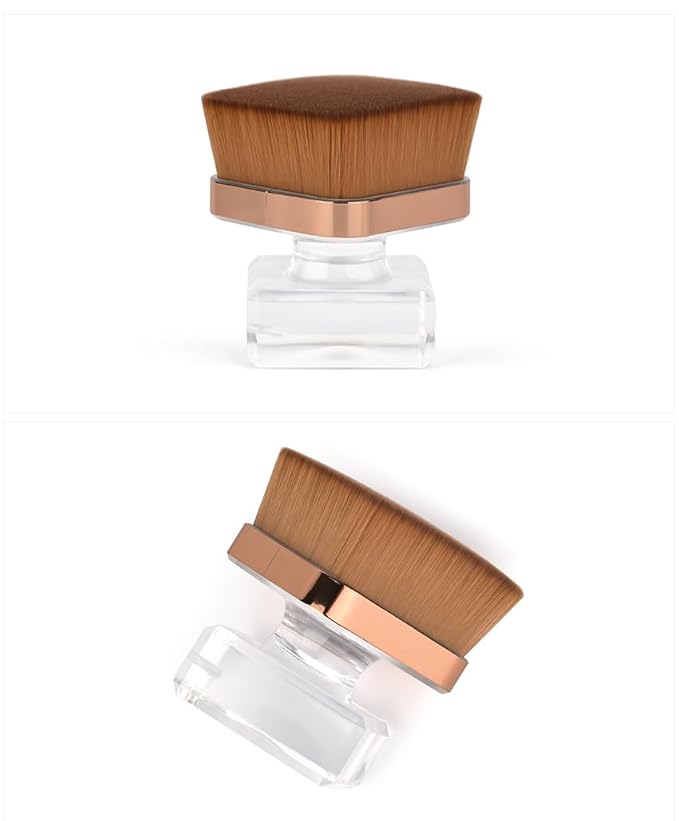 Nail Art Dust Brush Nail Dust Brush Nail Powder Brush Soft Bristle Nail Brush Nail Cleaning Tools Cleaning Nail Brush (Double brown flat head)