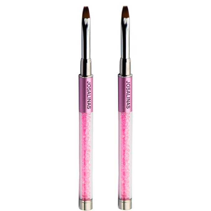 Nail Brushes Art Pen 2PCS, Gel Polish Painting Tools with Nail Extension Gel Builder, Salon at Home DIY Manicure (Pink-Oval#6)