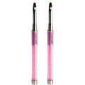 Nail Brushes Art Pen 2PCS, Gel Polish Painting Tools with Nail Extension Gel Builder, Salon at Home DIY Manicure (Pink-Oval#6)
