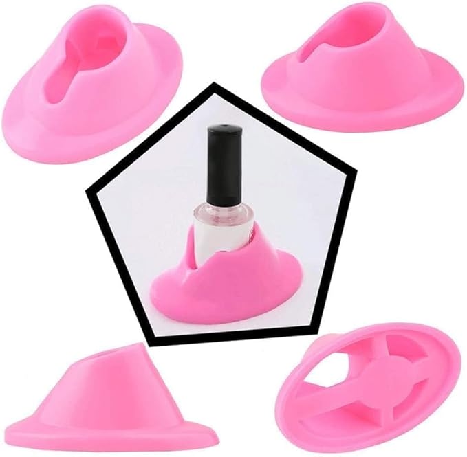 2Pcs Pink Nail Polish Bottle Holder Soft Rubber Anti-Spill Nail Polish Stand Display Manicure Tools