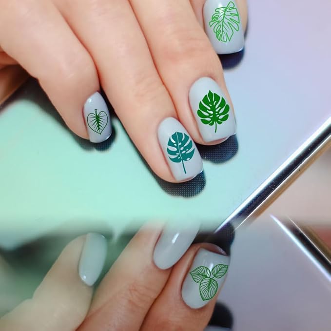 PH PandaHall 3pcs Palm Leaf Nail Art Templates, 87 Patterns Summer Plant Nail Stamping Coconut Tree Nail Art Stencils Stainless Steel Nail Image Plates for Summer Nail Design Print Manicure Salon