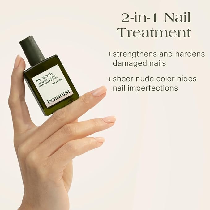 Botanist Nail Rescue Kit | Nail Strengthening Polish + Growth Serum | Grow and Strengthen Nails Damaged from Acrylics, Dip, and Gel Manicures | Non-Toxic, 84% Plant Based, 21-Free & Vegan (Nude)