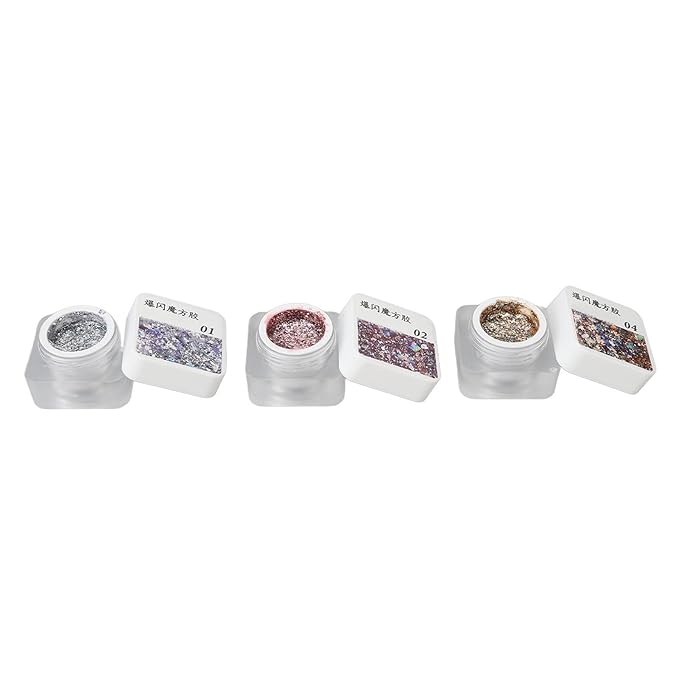 Nail Polish Glue Set 8 Colors Glitter Sparkling Sequins Nail Art Gel Paint for Nail Salon