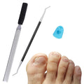 3-in-1 Toe Nail Care Kit: Toe Nail Files for Thick Nails with Ingrown Toenail Lifter & Silicone Thumb Guard | Non-Slip Grip, Metal Nail File for Men/Seniors/Dogs/Black Lifter