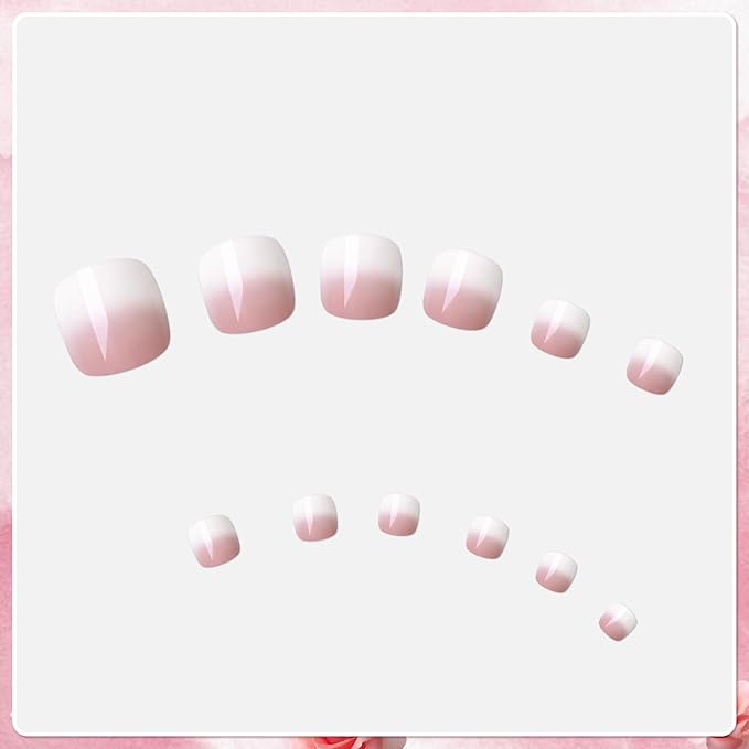 AddFavor 240pcs Ombre Press on Toenails for Women, Fake Toe Nail Press ons False Toe Nail Tips Fake Toenails Press on Toe Nails for Women with Glue and Adhesive Tabs