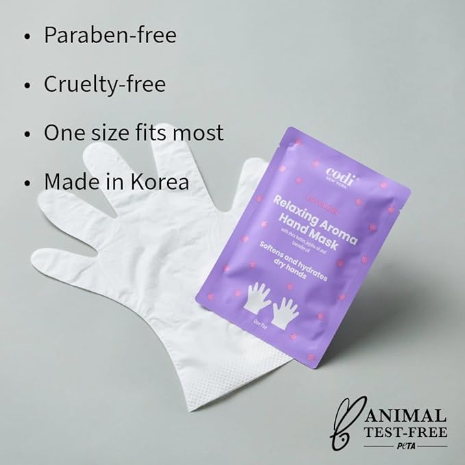 Relaxing Aroma Hand Mask 6 Pairs | Natural Scent | Soothes & Hydrates Dry Hands | Hydrating Hand Treatment for Rough Skin & Dry Cuticles | Home Spa Gloves | Korean Skincare (Lavender)