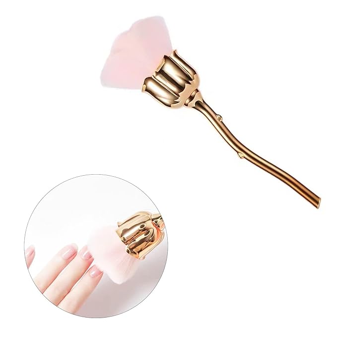 4 Pcs Nail Art Dust Powder Remover Cleaner Brush，Rose Nail Art Powder Dust Removal Brush Nail Dust Brush Soft Nail Dust Cleaning Brush for Nail Trimming Cleaning Makeup Brush Tools (Mixed-Color)