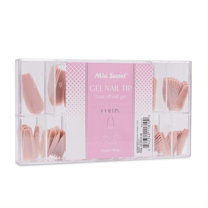Mia Secret Soak off Soft Gel Nail Tip MADE IN USA for Salon and DIY (Cover Rose, Coffin)